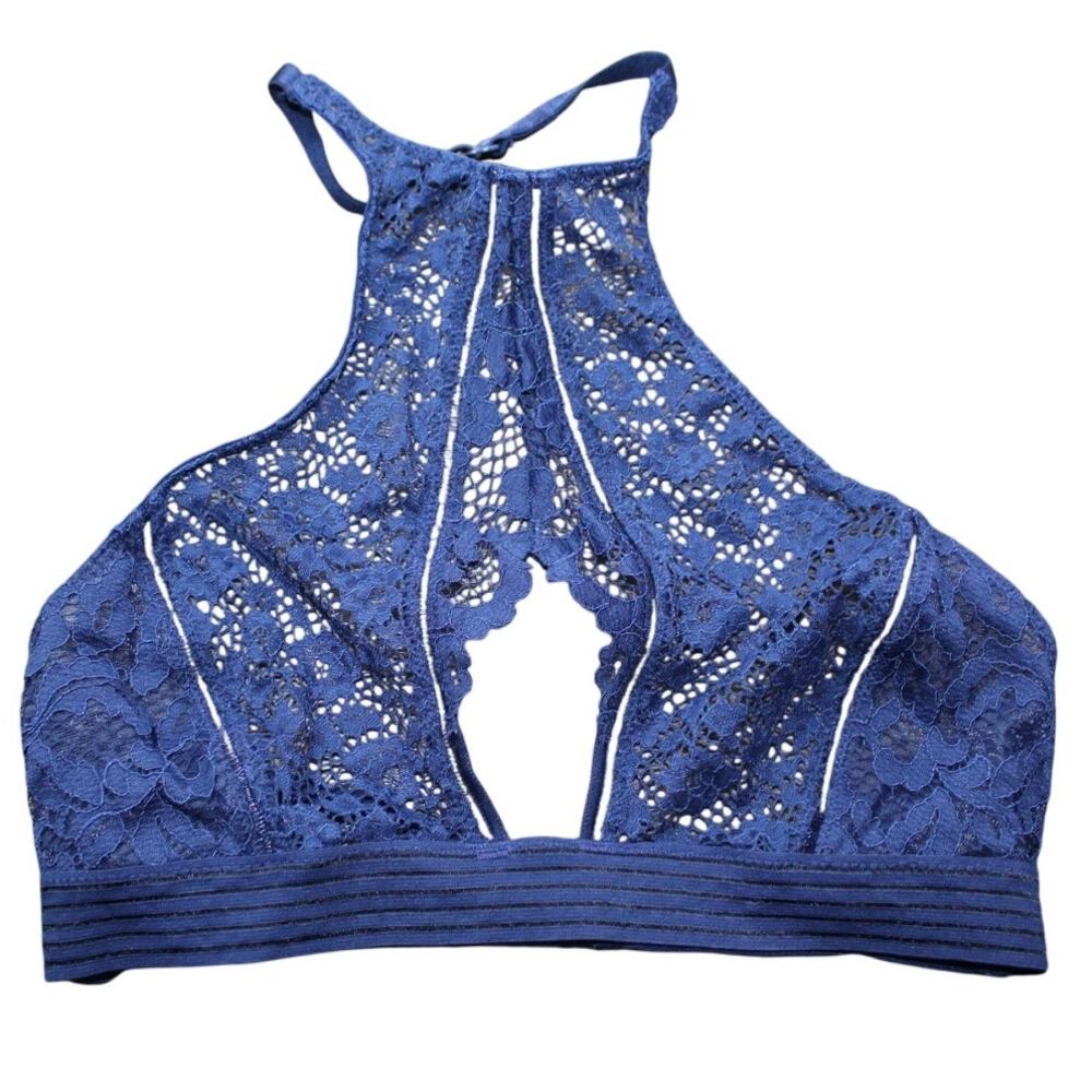 Victoria's Secret Very Sexy halter lace bralette Navy Blue Small